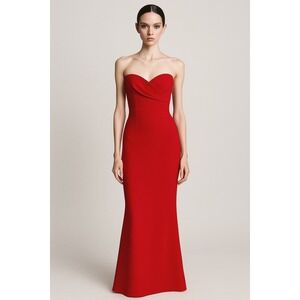 Black‎ Halo Eve Strapless Red Gown Scuba Material Formal Evening 10